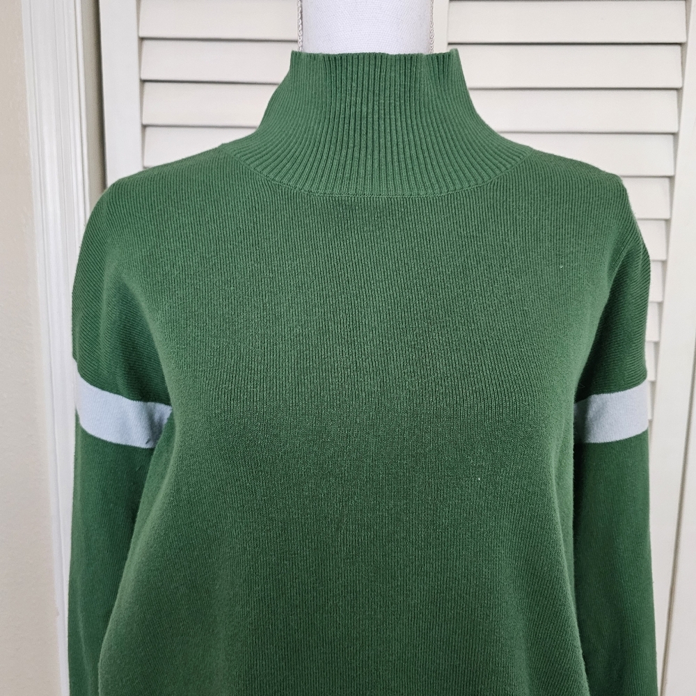 La Ligne X Target Mock Turtleneck Sweater Size M Green Stripe Sleeve - Picture 3 of 12